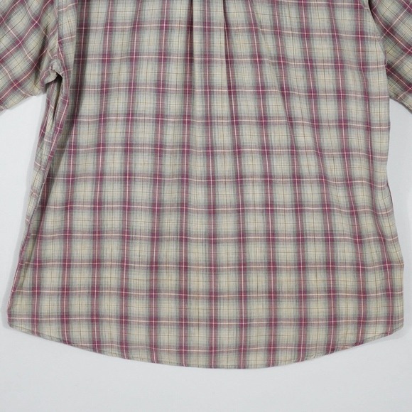 Vintage Woolrich Mens Plaid Button Up Size Large Short Sleeve Red Green - Picture 6 of 12